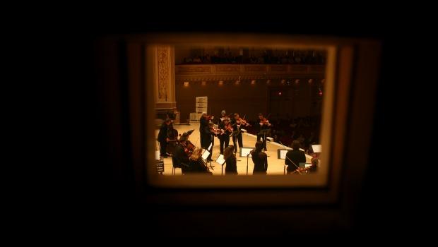 A view from the 'Maestro Suite' high above the Carnegie Hall stage A view from the 'Maestro Suite' high above the Carnegie Hall stage