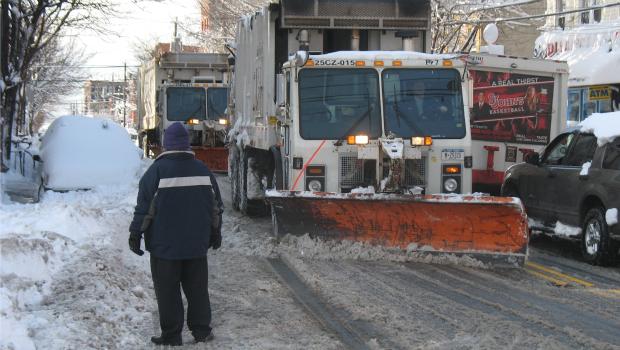 A city snow plow clears the streets of Red Hook, Brooklyn on January 27, 2011. A city snow plow clears the streets of Red Hook, Brooklyn on January 27, 2011.