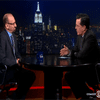 screenshot of Brian Lehrer and Stephen Colbert on the Colbert Report