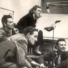 Jean Ritchie in the WNYC studios with Woody Guthrie, Peter Seeger, and Fred Hellerman. circa 1950