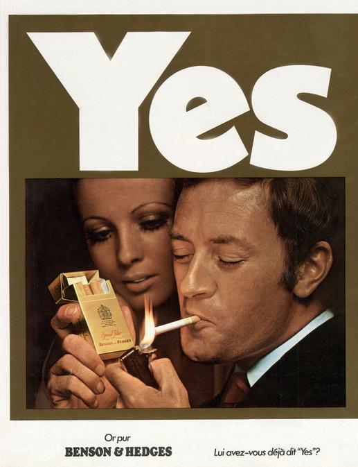 Advertising for Benson and Hedges cigarettes in February 1970