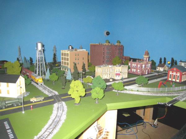 Cyber City by day. Everything has a specific purpose for cyber war scenarios – like the train that can get hijacked.