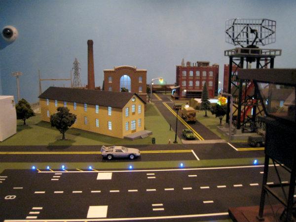 There are some notes of whimsy on the model, like the DeLorean from Back to the Future.  