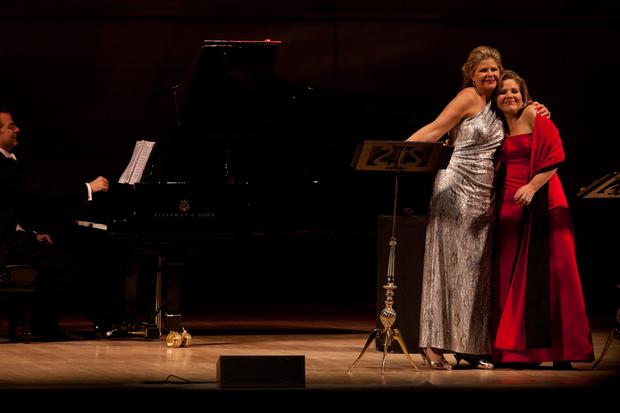 Susan Graham and Renée Fleming (after a dress change during intermission). There was a lot of hugging and hamming it up during the performance.