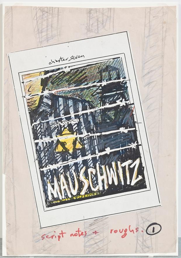 Art Spiegelman, study for Maus II, A Survivor’s Tale: And Here My Troubles Began, c. 1985, pen, pencil and correction fluid on paper.