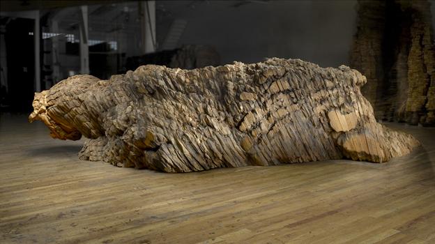 Ursula von Rydingsvard. Droga. Cedar, Graphite, 4'6' x 9'7' x 18'3.' 2009. Photo: Michael and Rosalyn Bodycomb