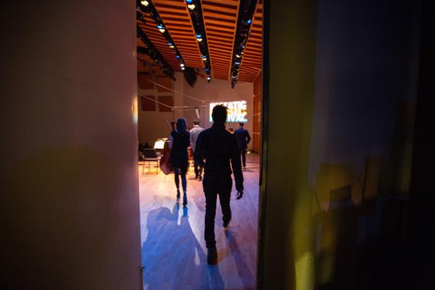 Saul Williams and Mivos Quartet perform at the Ecstatic Music Festival on February 26th, 2014