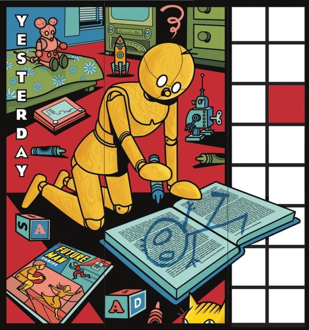 Art Spiegelman, It Was Today, Only Yesterday (detail), 2012, digital drawing for a painted glass installation at The High School of Art and Design, New York.