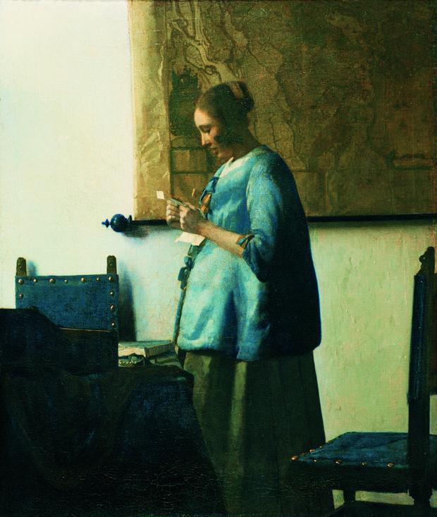 Johannes Vermeer (1632–75), Woman in Blue Reading, c.1663; Oil on canvas, 46.5 x 39 cm (185/16 x 153/8 inches), Rijksmuseum, Amsterdam