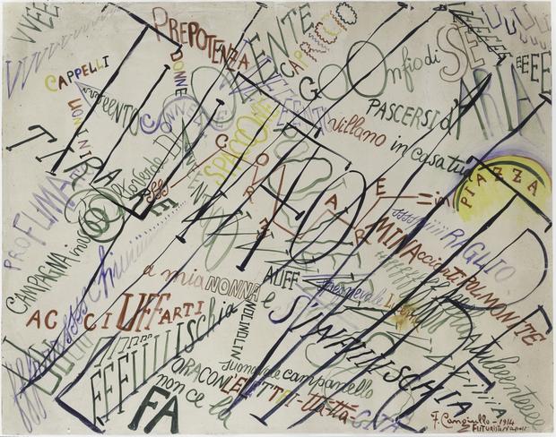 Francesco Cangiullo Large Crowd in the Piazza del Popolo (Grande folla in Piazza del Popolo), 1914