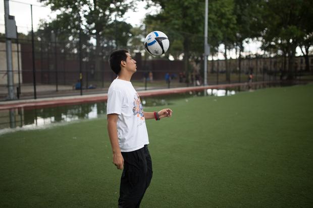 Eddie still plays pick-up soccer games with his friends