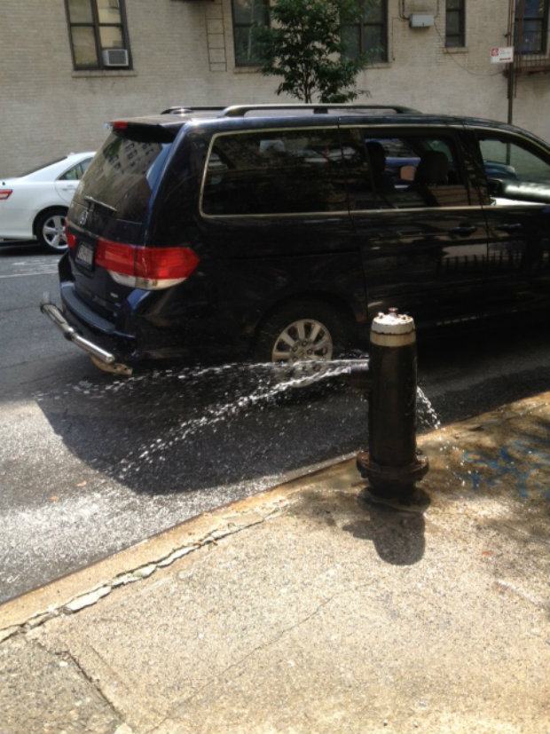 On W. 172nd and Haven in Washington Heights. DEP says if this is a spray cap, it's not working properly.