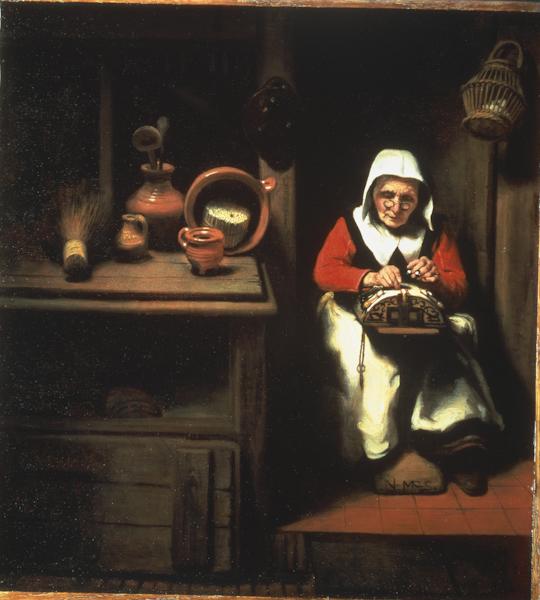 Nicolaes Maes. The Old Lacemaker, c. 1655.