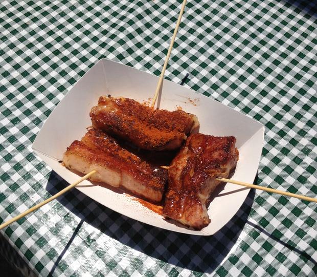 Maple bacon sticks from Landhaus at Smorgasburg Maple bacon sticks from Landhaus at Smorgasburg