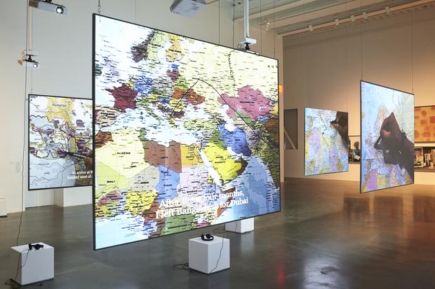Bouchra Khalili (b. 1975 Casablanca, Morocco; lives in Berlin, Germany), “The Mapping Journey Project,” 2008–11.
