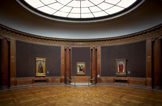 Installation view of 'Piero della Francesca in America,' at the Frick Collection. Installation view of
