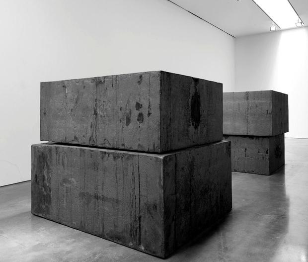 Richard Serra. Grief and Reason (for Walter), 2013. Forged Weatherproof steel 2 stacks of 2 blocks. Each block: 66 x 60 x 84 inches / 167.6 x 152.4 x 213.4 cm