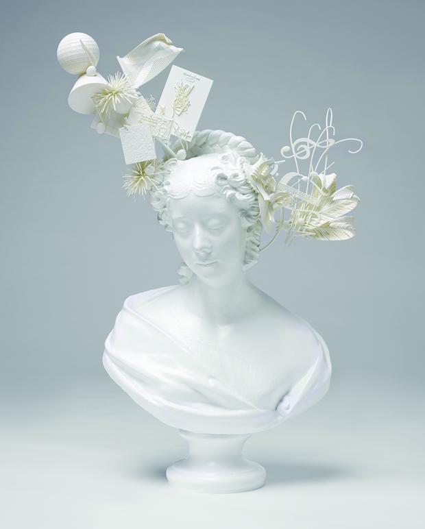 Stephen Jones. Bust of Lady Belhaven (after Samuel Joseph), 2011. Epoxy resin, nylon; stereolithography, laser sintering.