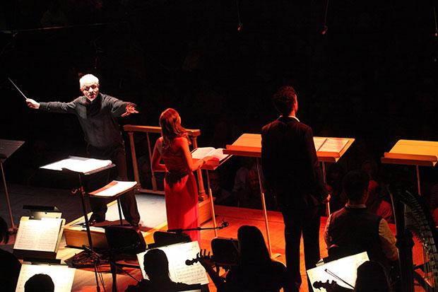 Conductor George Benjamin leading the Tanglewood Music Center Fellows in the US premiere of 'Written on Skin' at Tanglewood's Ozawa Hall on August 12, 2013 Conductor George Benjamin leading the Tanglewood Music Center Fellows in the US premiere of 'Written on Skin' at Tanglewood's Ozawa Hall on August 12, 2013