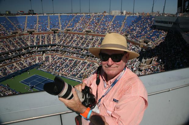 Art Seitz at the 2013 US Open. Seitz has been photographing tennis champions for 30 years.