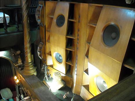 The Lion's 12-foot wooden speakers play classical music on LP's so old you can hear their pops and scratches. (And yes, that's a bust of Beethoven.)