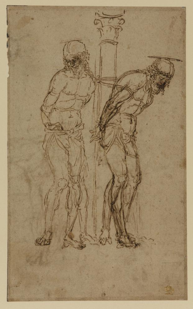 Andrea Mantegna (c. 1431–1506). Studies for Christ at the Column (recto), early 1460s