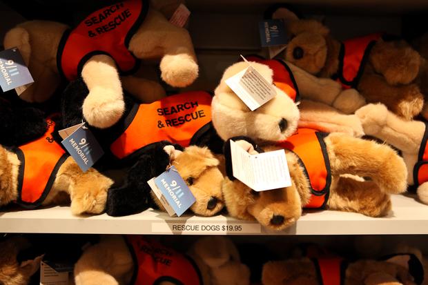 Search and rescue dogs at the 9/11 Memorial gift shop.