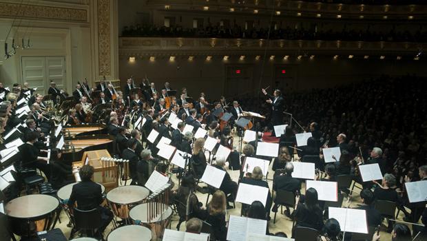 The packed stage for Carl Orff's 'Carmina Burana.'