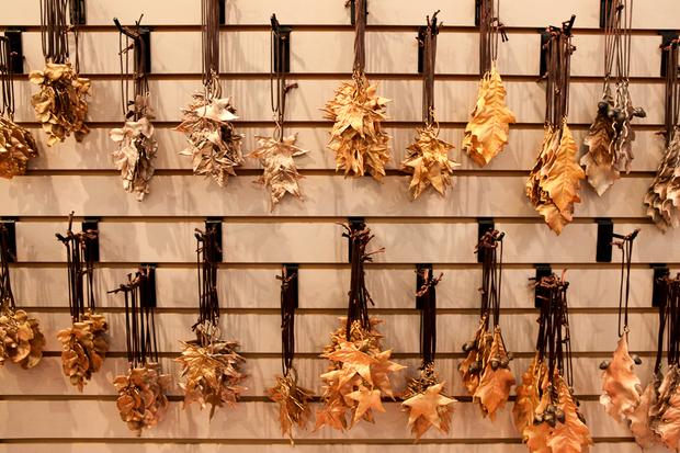 Leaves designed after the ones found at the World Trade Center Memorial Plaza for sale at the 9/11 Memorial gift shop.