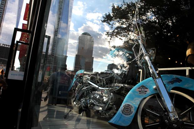 Motorcycle at the 9/11 Memorial Gift shop in Lower Manhattan.