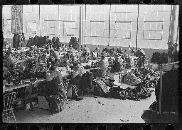 Some of the operators in the cooperative garment factory at Jersey Homesteads, Hightstown, New Jersey. Some of the operators in the cooperative garment factory at Jersey Homesteads, Hightstown, New Jersey.