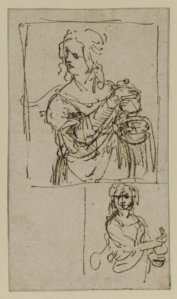 Leonardo da Vinci (1452–1519). Studies for Saint Mary Magdalene, c. 1480–82