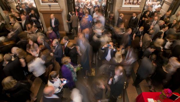 The bustling Carnegie Hall lobby on the first night of its 2012-13 season.