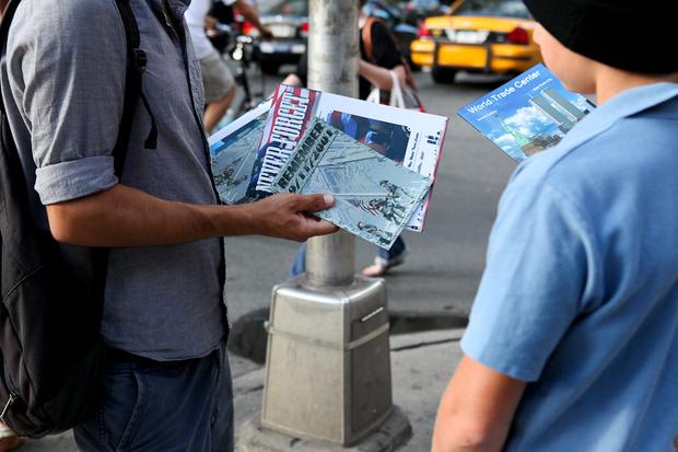 Unofficial souvenir books on 9/11 for sale in Lower Manhattan near the World Trade Center site.
