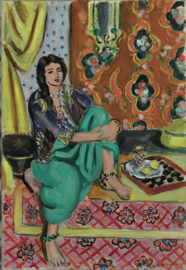 Henri Matisse. Seated Odalisque, Left Knee Bent, Ornamental Background and Checkerboard, 1928.