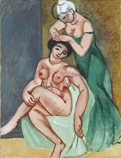 The family were important collectors of early Modern art, including canvases by their good friend Henri Matisse -- such as 'La Coiffure,' from 1907.