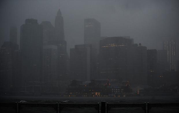 Manhattan is hit by Hurricane Irene, in New York, on August 28, 2011. A weakened Hurricane Irene tore Sunday into New York, hammering Manhattan's skyscrapers with fierce winds. Manhattan is hit by Hurricane Irene, in New York, on August 28, 2011