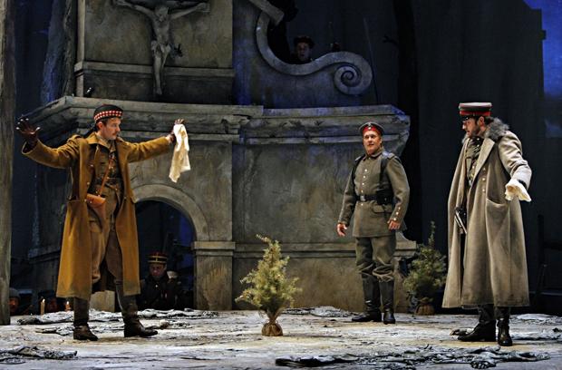 Gabriel Preisser as Lieutenant Gordon, William Burden as Nikolaus Sprink and Craig Irvin as Lieutenant Horstmayer in the Minnesota Opera production of Silent Night