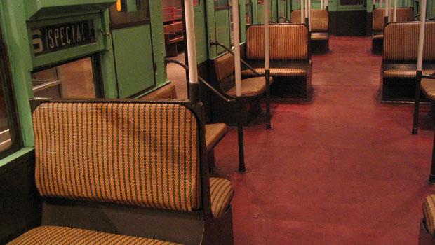 The New York City Transit’s 'Nostalgia Train' is made up of subway cars that date back to the '30s. They run along the M line between the Queens Plaza and 2nd Ave stations each Sunday in December. The New York City Transit’s