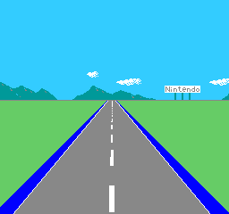 “F1.” Arcangel removed the cars from this Nintendo classic leaving just the moving road and a landscape that never changes.