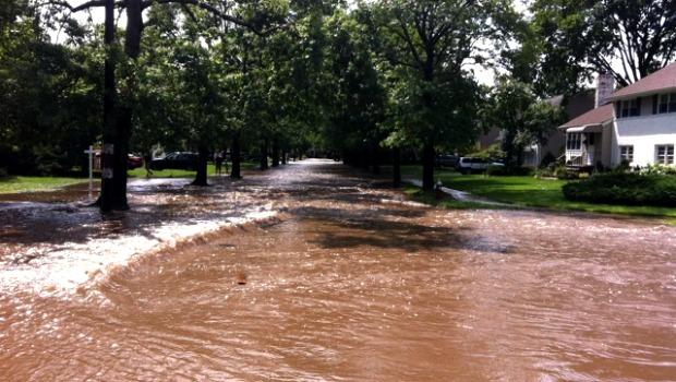 George St. north of Glen Ave. is flooded in Ridgewood, NJ. George St. north of Glen Ave. is flooded in Ridgewood, NJ.