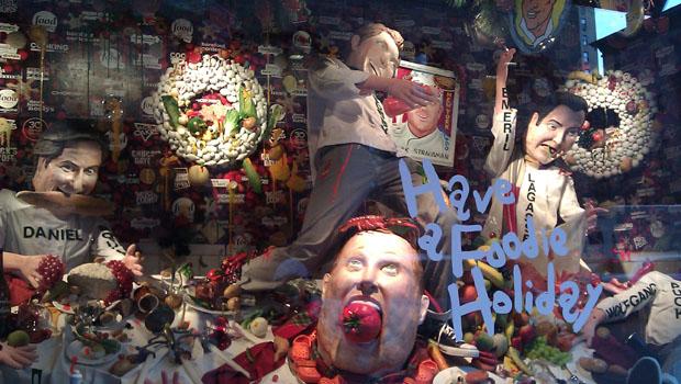 Barney's wishes you a 'Foodie Holiday' with its celebrity chef themed window decorations. Barney's wishes you a