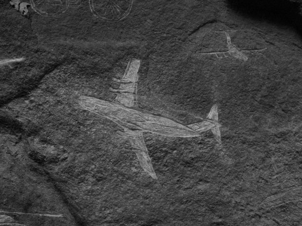 A carving of a C-5, a military transport plane -- used in the wars in Iraq and Afghanistan, among other conflicts.
