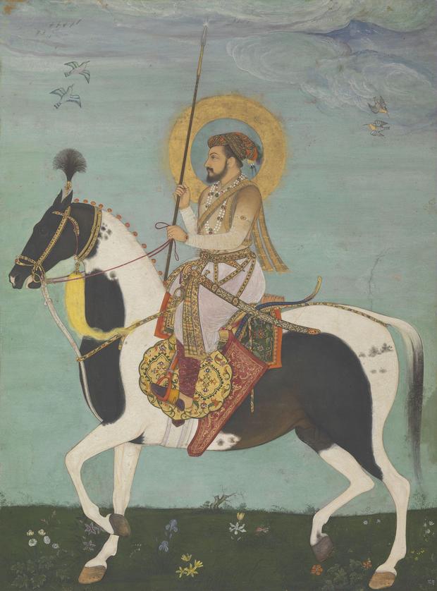 Payag (Painter), Mir 'Ali (Calligrapher). Shah Jahan riding a stallion: page from the Kevorkian Album
