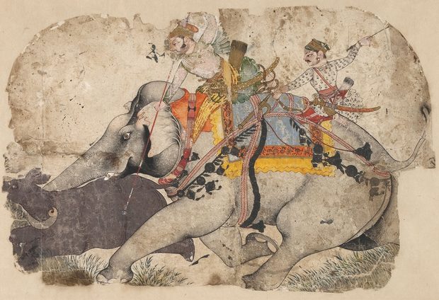 Kota Master A (Attributed). Ram Singh I of Kota hunting rhinoceros
