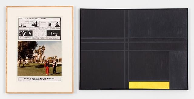 Paula Cooper Gallery is showing works by Douglas Huebler, an artist whose works picked apart the art world in words and images. Seen here: 'Crocodile Tears: Great Corrector (Mondrian),' 1990.