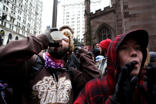 Protesters attempting to enter near Wall Street