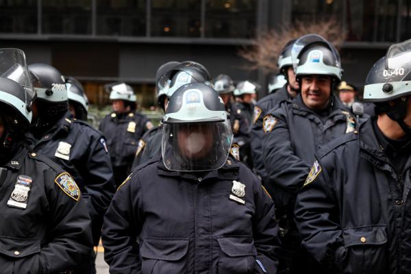 Police outside of Zuccotti Park on November 17.