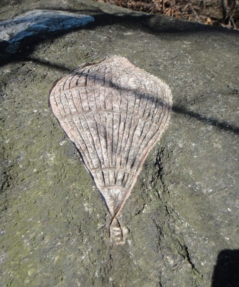 One of his carvings from the New York area: an image of a hot-air balloon, made in 2009.