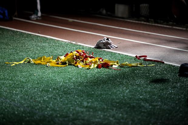 Flag football flags at 28th Street park.